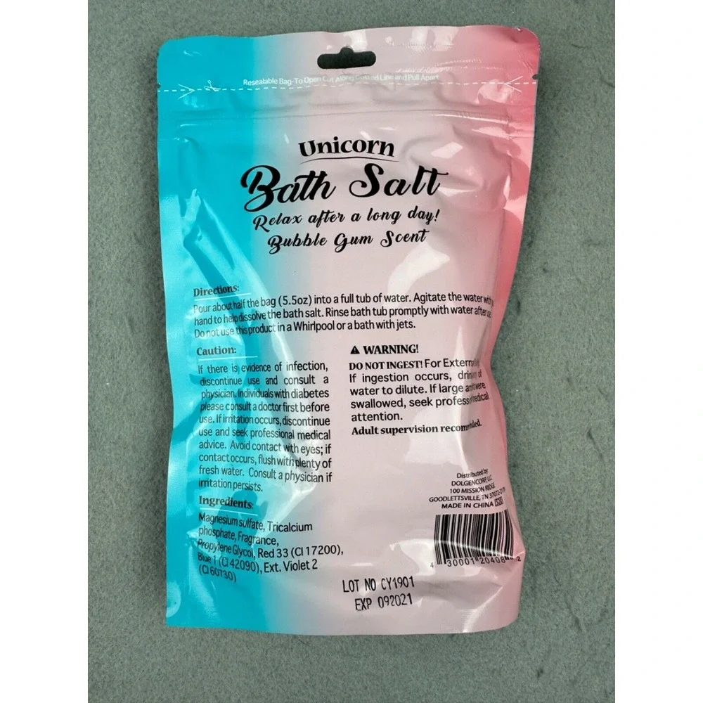 New! Sealed Unicorn Bath‎ Salts Bubble Gum Scented Pink Blue Spa --11.28oz READ